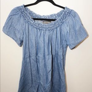 Michael Stars off the shoulder chambray shirt